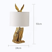 cheap Bedside Lamp-Table Lamp Modern Golden LED Rabbit Table Lamp with E27 Bulb Bedroom Bedside Lighting Fixtures for Living Room Dining Room Study Room Desk Lights 110-240V