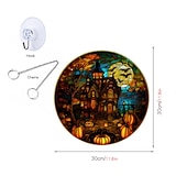 economico Decorazioni Appese e da Tavolo per Halloween-gancio acrilico della decorazione della casa della finestra del castello del corvo della zucca di Halloween