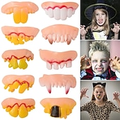 olcso Halloween maszk és kellékek-10db/készlet halloween dekoráció szimuláció fogak tréfa játékok halloween cosplay kellék vámpír zombi ördög fogsor fogsor rothadt műfog