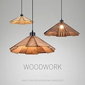 economico Luci Isola cucina-lampada a sospensione moderna lampada a sospensione geometrica paralume in legno naturale illuminazione corridoio lampadario lampada da soffitto per camera da letto cucina isola fattoria 110-240v