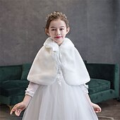 abordables Vestes et manteaux pour filles-Cape Enfants Fille Couleur Unie Mode Mariage Polyester Manteau Vêtements d&#039;extérieur 3-8 ans Automne Blanche