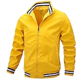economico Giubbotti Casual-Per uomo Giacca Leggera Giacca Estiva Giacca a vento Giacca di transizione All&#039;aperto Vacanza Caldo Autunno Inverno Semplice Moda Streetwear Collo alla coreana Regolare Nero Bianco Giallo Blu Verde