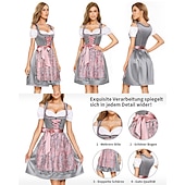 halpa Dirndl-Oktoberfest dirndl Trachtenkleader Oktoberfest / Olut baijerilainen baijerilainen Wiesn Perinteinen Tyyli Niityt Naisten Perinteinen tyyli kangas Pusero Leninki Esiliina