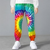 billiga Pojkens 3D Vision &amp; Geometri-Pojkar 3D Knytbatik Byxor Höst Vinter Aktiv Streetwear 3D-tryck Barn 3-12 år Utomhus Sport Ledigt Normal