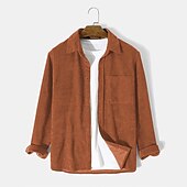 economico Camicie da uomo-camicia da uomo overshirt camicia di velluto a coste camicia giacca tinta unita couverture nero marrone manica lunga street daily button-down top moda casual confortevole