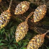 abordables Luces de cadena de fiesta-Luz de cuerda de alambre de cobre 2M 10LEDS lámpara de piña agujas de pino guirnalda de hadas de jardín lámparas de decoración para las fiestas