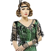 olcso Sálak és Kendők-Retró Ordító 20-as évek 1920-as évek Szerepjáték Jelmezek Felszerelések Flapper fejpánt A nagy Gatsby Esküvői Vendég Flitter Rojt Női Karácsony Mindszentek napja Farsang Halloween Buli / Este Esküvői