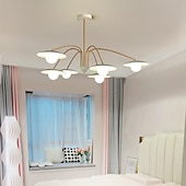 billiga Hängande-modern led ljuskrona belysning lampa 6/8 huvud 3 färg vit metall glas inomhus armatur ljus för vardagsrum sovrum 110-240v