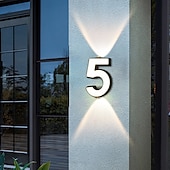 cheap Outdoor Wall Lights-LED House Numbers Outside Wall Light IP65 Waterproof LED Floating Home Address Number Stainless Steel Large, Modern House Numbers for Outside, Yard, Street 110-240V