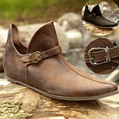 cheap Footwear-Vintage Medieval Renaissance Shoes Flat Jazz Boots Turn Shoes Pirate Viking Ranger Solid Colored Men&#039;s Women&#039;s Unisex Celtic Pirate Fantasy Halloween Carnival Masquerade Casual Daily LARP Ren Faire