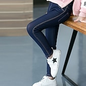 preiswerte Unterteile-kinderkleidung Mädchen Hose Feste Farbe Modisch Tasche Outdoor 7-13 Jahre Herbst Schwarz Dunkelblau