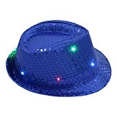 cheap Novelties-Creative LED Flashing Jazz Cap Adult Hip Hop Dance Show Sequin Jazz Hat Glow In The Dark Luminous Fedora Costumes Stage Props