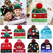 economico Luci di Natale-natale per bambini decorazione per adulti cappello led cappello di natale bagliore natale berretti in maglia unisex vacanza bagliore maglioni regali di natale ornamenti del partito di capodanno