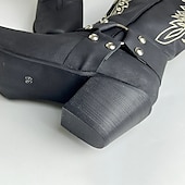 levne Cowboy &amp; Western Boots-pánské černé westernové kovbojské boty – vyšívaný design s popruhem a kovovými cvočky, ideální pro rodeo, ranč a běžné nošení