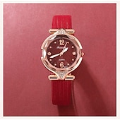 abordables Relojes de Cuarzo-5 unids/set de relojes para mujer, reloj de pulsera de cuero para mujer, reloj de pulsera simple e informal a la moda para mujer y regalo de joyería