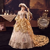 preiswerte Kleider-Gotisch Viktorianisch Vintage inspiriert Kleid Partykostüm Abschlussballkleid Prinzessin Shakespeare Braut Einfarbig Ballkleid Kostüm Damen königlich Halloween Karneval Valentinstag Abendgesellschaft