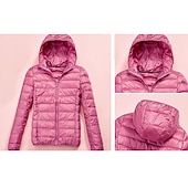 billiga Puffers &amp; Parka-dam pufferjacka med hoodie jacka vandring dunjacka vinter utomhus termisk varm packbar vattentät vindtät jacka topp full längd synlig dragkedja fiske camping / vandring / grottvandring