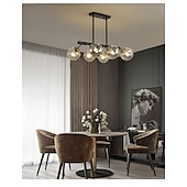 economico Luci a sospensione-lampadario vintage grigio fumo 6 teste 61cm lampada a sospensione regolabile con sfera di vetro e27 lampada a sospensione industriale plafoniera a bolle adatta per ristorante soggiorno camera da letto