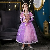 ieftine Costume pentru fete-Prințesă Rapunzel Rochii Manta Rochie de fete cu flori Cosplay Partidul costumelor for Fete Pentru copii Zuia Copiilor Mascaradă Nuntă Invitat la nunta