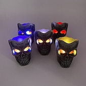 お買い得  ハロウィンの小道具の照明-ブラックスカルランプハロウィンバー装飾ホラー雰囲気電子キャンドルライトゴーストフェスティバルバーお化け屋敷秘密の部屋の装飾スカルヘッド小道具