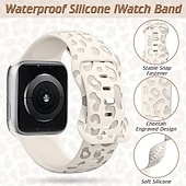 baratos Pulseiras de Apple Watch-1 pacote Pacote com 6 Pulseira Esportiva Compatível com Pulseira Apple Watch 38mm 40mm 41mm 42mm 44mm 45mm 49mm Feminino Leopardo Respirável Silicone pulseira de substituição para iwatch Ultra 2