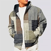 abordables Patrón Geométrico-Hombre Raya Estampados Sudadera Sudaderas Sudadera con cremallera Manga Larga Sudadera con capucha Con Capucha Deportes Impresión 3D Festivos Vacaciones Ropa de calle Rojo Azul Piscina Bolsillo