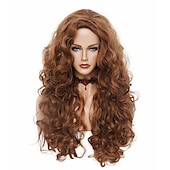 levne Syntetické trendy paruky-dlouhé vlnité paruky 28palcová přírodní béžová smíšená blond syntetická pernatá kudrnatá paruka pro ženy halloween cosplay party paruky