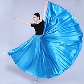 voordelige Buikdanskleding-Buikdans Latijnse dans Ballroomdansen Rokken Pure Kleur Dames Prestatie Feest Hoog POLY