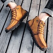 abordables Baskets-bottines en cuir vintage pour hommes – chaussures d&#039;extérieur décontractées à lacets avec semelle antidérapante durable