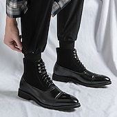 billige Dress Boots-brune ankelstøvletter i imitert skinn og semsket skinn for menn – snøredesign med topp-tå og slitesterk gummisåle for formell og fritidsklær