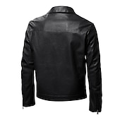 preiswerte Kunstlederjacke-Herren Kunstlederjacke übergangsjacke Bikerjacke Rote Lederjacke Party Alltagstauglich Thermowarm Winddicht Kunstpelzbesatz Herbst Einfarbig Punk Mode Revers Regulär Kunstleder Schlank Schwarz Rote