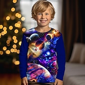 voordelige Jongens 3D Visie &amp; Geometrie-Jongens 3D Grafisch Heelal Ruimte T-shirt Lange mouw 3D-afdrukken Zomer Lente Herfst Sport Modieus Streetwear Kinderen 3-12 jaar Buiten Casual Dagelijks Normale pasvorm