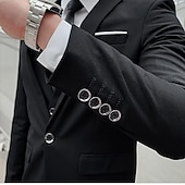 cheap Formal Suits-Men&#039;s Wedding Suits Homecoming Suits Black Yellow Business Formal Solid Colored Standard Fit 3 Piece Single Breasted One-button