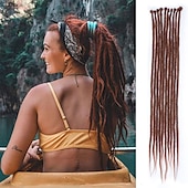 cheap Crochet Hair-36 Blonde Dreadlocks Extension Soft Handmade Synthetic Crochet Hair Super Long 0.6cm Dread Extensions Reggae Style for Women
