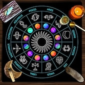 olcso Asztalterítők-tarot asztalterítő játékhoz, oltárterítő, boszorkánysági asztrológia dekoráció orákulumkártya pad tarot szőnyeg witcher dekor, parti ajándékok, parti ajándék dekoráció, parti kellékek varázsművészeti