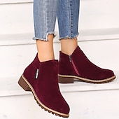 ieftine Botine-Pentru femei Cizme Pantofi de piele intoarsa Mărime Plus Size Cizme cu toc În aer liber Muncă Zilnic Culoare solidă Ghete Botine Iarnă Blocați călcâiul Toc Jos Vârf rotund Epocă Modă Casual PU Fermoar