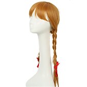 cheap Movie Character Wigs-Annabelle Wig Conjuring Cosplay Long Light Brown Double Tails Hair Accessories Halloween Wigs