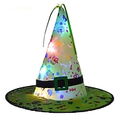 economico Illuminazione di Props di Halloween-cappello da streghe incandescente di Halloween con luce a led sospensione per esterni albero cappelli luminosi decorazioni per feste a casa oggetti di scena per costumi cosplay