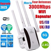 abordables Routers Wireless-Repetidor wifi inalámbrico de doble banda 2,4g/5g extensor wifi 3000/2000/1200/300mbps enrutador amplificador de señal wifi repetidor wifi de largo alcance