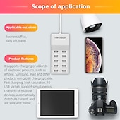 billige Trådløse ladere-50w multi-port lader usb10 port 10a hurtigladende mobiltelefon nettbrett smart distribusjonsplugg 5v2.4a