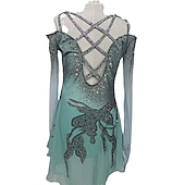 Χαμηλού Κόστους Φορέματα Καλλιτεχνικής Πατινάζ-Φόρεμα για φιγούρες πατινάζ Γυναικεία Κοριτσίστικα Patinaj Φορέματα Μπλε+Ανοιχτό Μπλε Κουρελού Οπή για τον αντίχειρα Δίχτυ Σπαντέξ Ελαστικό Εκπαίδευση Εξάσκηση Επαγγελματική Ενδυμασία πατινάζ