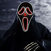 tanie Nowinki-niestandardowa maska na halloween świecąca maska dyniowa głowa krzycząca maska v listowo-zielone włosy krowa kreskówka piłokształtna maska