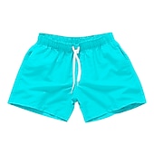billiga Herrarnas simshorts-Herr Boardshorts Badshorts Snörning Med fickor Solid färg Vattentät UV Solskydd Simbassäng Hawaiisk Ledig / Sportig Svart Vit Microelastisk