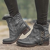 levne Kotníkové boty-dámská hnědá přezka a kotníkové boty s cvočky - odolný outdoorový styl na podzim/zimu - ideální pro turistiku a běžné výlety
