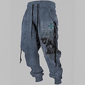 cheap Sweatpants-Christmas Knights Of Malta Mens Graphic Pants Sweatpants Joggers Trousers Drawstring Elastic Waist 3D Print Lion Prints Cross Comfort Sports Outdoor Casual Daily Cotton Blend Grey