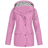 cheap Active Jacket-Women's Rain Jacket Hiking Raincoat Waterproof Jacket Outdoor Windproof Quick Dry Lightweight Hooded Windbreaker Parka Trench Coat Top Camping Hunting Fishing Navy Pink Blue Purple