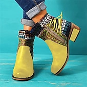 ieftine Botine-cizme boho chic de damă cu mozaic colorat și fermoar – cizme cu șireturi în stil vintage pentru toamnă și iarnă