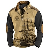 economico Felpe 3D da uomo-Per uomo Navy Felpe Felpa Felpa con zip Maglione Manica lunga Felpa Chiusura lampo quarto Giornaliero Classico Informale Stampa 3D Per eventi Per uscire Abbigliamento di strada Stampa Primavera