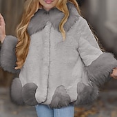 billiga Ytterplagg-Småbarn Flickor Faux Fur Coat Ensfärgat Mode Utomhus Bomull Täcka Ytterkläder 3-7 år Vinter Svart Rodnande Rosa Ljusgrå