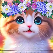 billiga Flickans 3D-djur-Flickor 3D Blommig Tecknat Katt Huvtröja Långärmad 3D-tryck Höst Vinter Aktiv Mode söt stil Barn 3-12 år Utomhus Ledigt Dagligen Normal